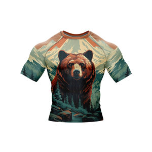 เสื้อรัดรูปแขนสั้นลายภูเขาสำหรับผู้ชาย แห้งเร็ว เหมาะสำหรับฝึกซ้อม MMA BJJ ผลิตจากโพลีเอสเตอร์และสแปนเด็กซ์ - Product Image 2