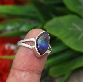 Ammolite Gemstone <b>Ring</b> Handmade in 925 Sterling Silver Solid Silver <b>Statement</b> Jewelry <b>Ring</b> <b>for</b> <b>Women</b> Multicolor Crystal <b>Ring</b> - Product Image 4