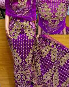 Tela de Brocado de Organza Africana de Encaje Jacquard Nigeriano de Lujo de Alta Calidad de 5 Yardas, Tul Francés, Talla Grande, Poliéster Ecológico - Product Image 2