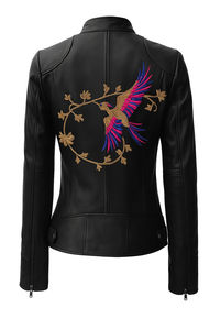 OEM personalizado chaquetas de cuero al por mayor fabricante genuino de cuero de vaca de lona chaquetas de motociclista logotipo frontal hombres mujeres de moda - Product Image 5