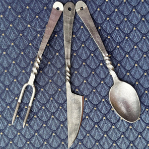 Juego de Cubiertos Vintage de Acero Inoxidable con Mango Forjado a Mano, 5 Piezas, Juego de Cubiertos para Mesa, Vajilla para el Hogar, Bodas y Cenas - Product Image 6