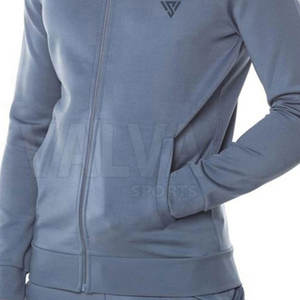 Chándal de invierno de talla grande personalizable para hombre, diseño de cremallera superior de algodón 100% con logotipo impreso de patrón sólido transpirable - Product Image 3