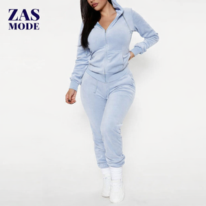 Ensemble 2 pièces décontracté pour femmes, streetwear, logo personnalisé, velours, survêtement personnalisé, ensemble 2 pièces tendance pour femmes, ensemble en velours - Product Image 1