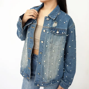 Veste en jean extensible pour femmes avec coupe ajustée et sensation de confort Veste en jean noire à la mode de haute qualité - Product Image 2