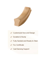 Rampe d'escalier en bois naturel durable et écologique, chêne rouge 7312, 60 degrés, option caoutchouc disponible, OEM/ODM disponible