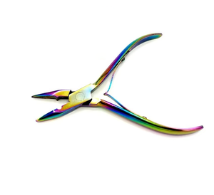 Outils de pose d'extensions capillaires professionnels de haute qualité, 2 pièces, pinces micro-anneaux en acier inoxydable, multicolores arc-en-ciel - Product Image 4