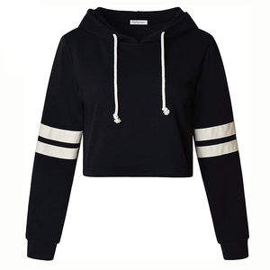 Sudadera con capucha estilo crop top, ropa urbana informal, suéter ligero de invierno, tejido polar suave, atuendo urbano moderno - Product Image 3