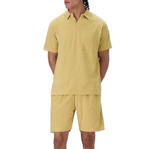 Conjunto de Verano Personalizado para Hombre, Camiseta de Manga Corta Transpirable de Algodón Informal, Conjunto Deportivo Masculino de 2 Piezas - Product Image 1