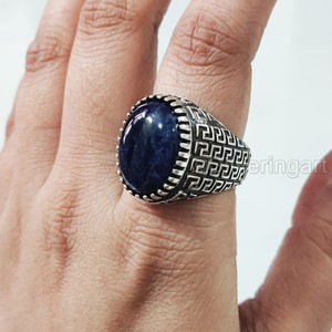 Nouvelle arrivée bague pour homme Sodalite bleue naturelle pierre précieuse bague de naissance toutes tailles bijoux de mariage arabe bague en argent sterling 925 - Product Image 1