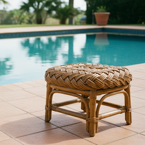 Tabouret en rotin confortable, durable, écologique et léger, mobilier de salle à manger extérieur minimaliste pour appartement, villa et hôtel - Product Image 1