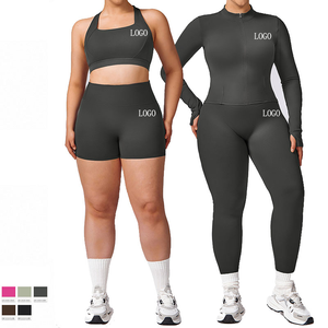 Conjuntos Deportivos de Dos Piezas para Mujer al por Mayor, Cintura Media, Logotipo Frontal Sólido, Ropa Deportiva para Gimnasio y Yoga, Secado Rápido - Product Image 2