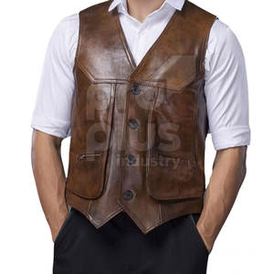 Chaleco de Cuero para Hombre, Casual, Transpirable, Ecológico, de Secado Rápido, Cómodo para Invierno, Estilo Motero, Duradero, Estilo Occidental para Aventura - Product Image 1