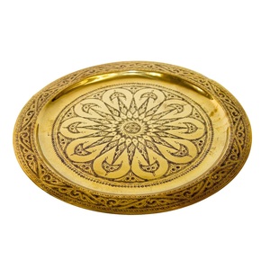 ถาดเสิร์ฟทองเหลืองตกแต่งสำหรับงานแต่งงานถาดทองเหลืองทรงกลม - Product Image 1