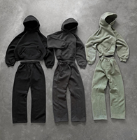 Survêtements Sportifs Haute Qualité Unisexe Pullover Ample Oversize Ensembles Jogging Hoodie et Pantalon de Survêtement Vides