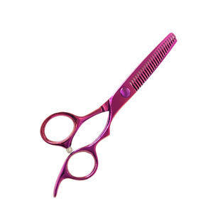 Vente en gros de ciseaux de coiffeur à effiler ciseaux de salon de beauté droits à enduits de couleur avec repose-doigt fixe - Product Image 2