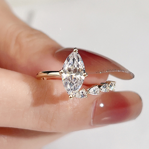 18k Marquise or laboratoire cultivé mince diamant bague de fiançailles de mariage femmes fantaisie saint valentin bijoux en diamant - Product Image 4