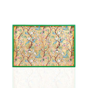 Vente en gros Plateau carré en laque bleue avec un beau motif d'arbre personnalisable pour contenir des tasses pour servir de la catégorie Laque - Product Image 2