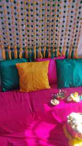 Haldi/Mehndi Ball <b>Tassel</b> Garland Vibrant Wedding Backdrop & Party Decorations Indian Muslim Event <b>Curtain</b> Wall Hangings Backdrop - Product Image 6