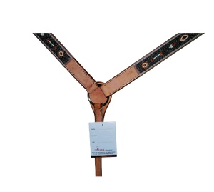 Collier de poitrine occidental de cheval en cuir de qualité supérieure de vente chaude avec des perles pour l'équitation - Product Image 5