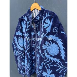 Chaqueta Suzani Azul Rey, Chaqueta Bordada Uzbeka con Dos Bolsillos Laterales, Ropa de Fiesta, Abrigo Unisex, Chaquetas Boho Hippie - Product Image 4
