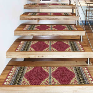 Alfombra Estampada Color Rosa Oscuro: Tapetes Bohemios Modernos para Escaleras, Goblen - Product Image 1