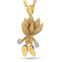 Collar con Colgante de Diamantes Personalizado con Personaje de Sonic, Chapado en Oro con Moissanita Brillante, Disponible al Mejor Precio, Venta al Por Mayor