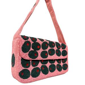 Handmade <b>Pink</b> Beaded Handbag with Artistic Pattern Unique Colorful <b>Purse</b> for Women Creative Fashion Accessory Summer Gift Idea - Product Image 3
