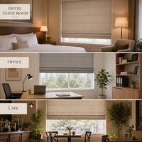 Persiana Romana con Aspecto de Lino Wabi Sabi, Persianas Personalizadas para Ventanas, Persiana Romana con Aislamiento Térmico, Control Remoto para Hotel, Oficina, Cafetería
