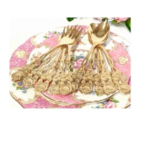 Solingen Germany 10ชิ้นช้อนขนมหวานของเยอรมันส้อมช้อนชาทองเหลืองหรูหราสำหรับงานเลี้ยงน้ำชาแฟนซี - Product Image 1