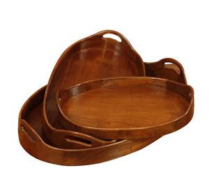 Bandeja de servicio de madera de forma ovalada Diseño y tamaño personalizados Mesa de plato hecha a mano Utensilios de cocina Bandeja de madera. - Product Image 1