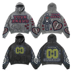 เสื้อฮู้ดดี้ผู้ชายทรงโอเวอร์ไซส์ สไตล์สตรีทแวร์ พร้อมซับในนุ่ม ลุควินเทจ ซักแล้วดูเก่า ใส่สบายในชีวิตประจำวัน - Product Image 4