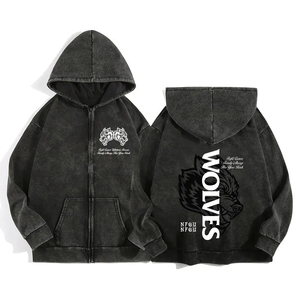 Wolves Sport Zip Up Hoodies para hombres mujeres algodón estampado gótico Harajuku chaqueta con capucha sudaderas Casual Manga Pullover - Product Image 1