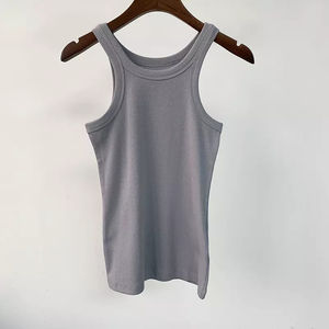 Chaleco básico deportivo de varios colores con logotipo personalizado, camisetas sin mangas cortas de algodón acanalado liso elástico para mujer, transpirables - Product Image 5