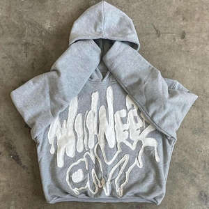 Vente chaude LOGO personnalisé Patch broderie délavé français éponge à capuche en détresse brodé fermeture éclair lavage à l'acide à capuche bases 2025 - Product Image 4