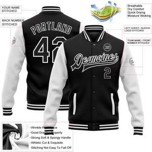 Chaqueta universitaria elegante personalizada con cuello alto bordado logotipo del equipo opción de impresión por sublimación de nombre disponible para un aspecto deportivo - Product Image 2