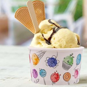 250ml biodegradabile compostabile usa e getta bicchieri di carta capacità 1200ml colorato disegno floreale riciclabile per il gelato che serve - Product Image 3