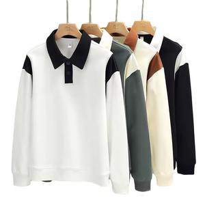 Vente en gros d'usine de streetwear polo décontracté pour homme sweat-shirt à manches longues pull oversize col à revers personnalisé - Product Image 1