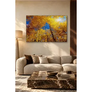 Impresión en lienzo de árboles amarillos de otoño que se extienden hacia el cielo azul de Fida - Product Image 4