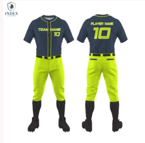 INDEX APPAREL เสื้อเบสบอลแบบกำหนดเองสำหรับผู้ชาย แขนสั้น สีกรมท่า สีเหลือง พิมพ์ลายชื่อทีม 10 ตัว ทรงปกติ ใส่ได้ทุกฤดูกาล - Product Image 1