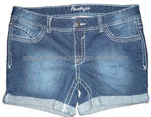 Pantalones cortos de mezclilla ecológicos estilistas para damas Diseño sexy de patrón sólido - Product Image 3