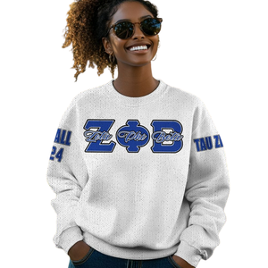 Zeta Phi Beta pull en tricot 1920 ZPhiB grec vie sororité vêtements Chenille broderie bleu blanc Premium sororité haut - Product Image 4