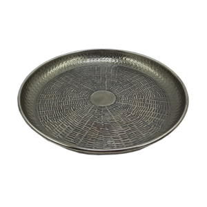 Plato de Metal de hierro de forma redonda, plato y bandeja de Color plateado para servir comida en restaurante hecho a mano - Product Image 3