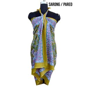 Paero algodón bloqueado a mano impreso playa Sarong multicolor luz Pavo Real personalizado ropa de playa 1 pieza - Product Image 5