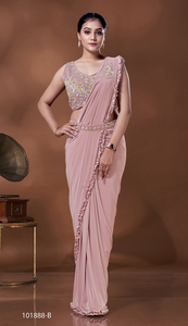 Sari de fête prêt-à-porter magnifique, fabriqué à la main par des fabricants indiens et pakistanais - Product Image 4