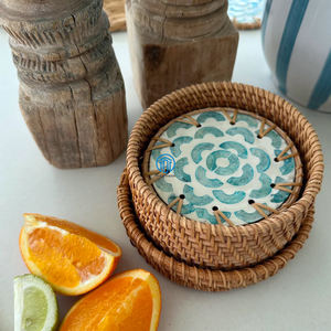 Ensemble de sous-verres en rotin naturel direct d'usine de haute qualité sous-verre en rotin de style vintage avec support café restaurant - Product Image 6