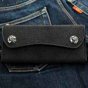 กระเป๋าสตางค์หนังแท้แบบพับสามทบสำหรับนักขี่จักรยานกระเป๋าสตางค์หนังวัวแท้สลักโลโก้ได้ตามต้องการ - Product Image 3