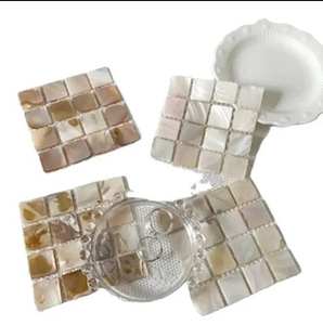 Juego de 4 Posavasos Cuadrados de Nácar, Tapetes de Pizarra en Paquete a Granel, Diseño en Blanco, Posavasos con Respaldo Metálico para el Hogar y Eventos - Product Image 3