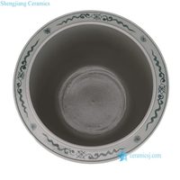 RZFH02-i Jingdezhen Grande jardinière en céramique verte émaillée, motif rond classique, avec poignées en forme de lion, pour jardin, maison et extérieur, vente en gros