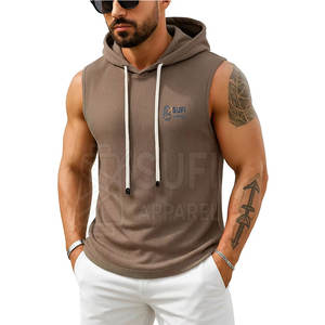 New Style <b>Men's</b> <b>Sleeveless</b> <b>Hoodies</b> Winter Workout Casual Solid Color 100% Cotton Breathable Eco-Friendly Fleece in Best Price - Product Image 1
