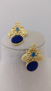 Boucles d'oreilles élégantes en laiton d'éléphant faites à la main Matériau lourd en laiton Produit en vrac Conception unique Travail de la pierre de qualité - Product Image 3